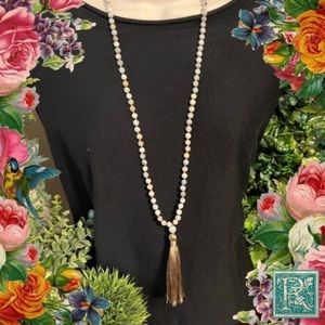 NWOT Natural Amazonite Mala tassel necklace:​